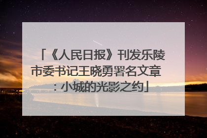 《人民日报》刊发乐陵市委书记王晓勇署名文章：小城的光影之约