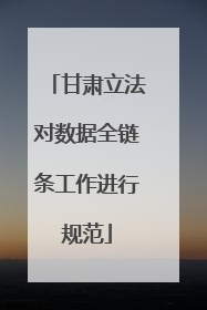 甘肃立法对数据全链条工作进行规范