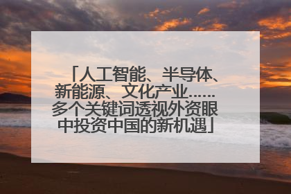 人工智能、半导体、新能源、文化产业……多个关键词透视外资眼中投资中国的新机遇