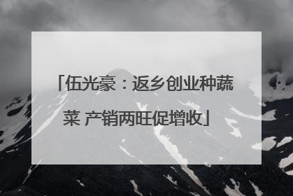 伍光豪：返乡创业种蔬菜 产销两旺促增收