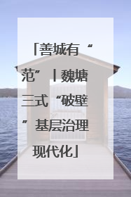善城有“范”丨魏塘三式“破壁”基层治理现代化