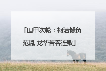 围甲次轮：柯洁憾负范胤 龙华苦吞连败