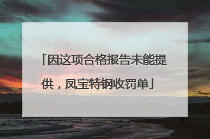 因这项合格报告未能提供，凤宝特钢收罚单