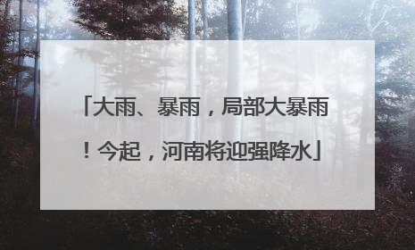 大雨、暴雨，局部大暴雨！今起，河南将迎强降水