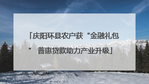 庆阳环县农户获“金融礼包” 普惠贷款助力产业升级