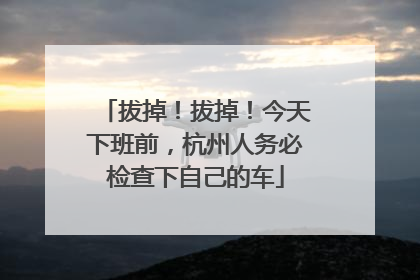 拔掉！拔掉！今天下班前，杭州人务必检查下自己的车