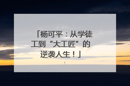 杨可平：从学徒工到“大工匠”的逆袭人生！
