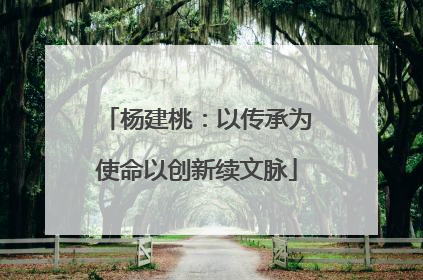 杨建桃：以传承为使命以创新续文脉