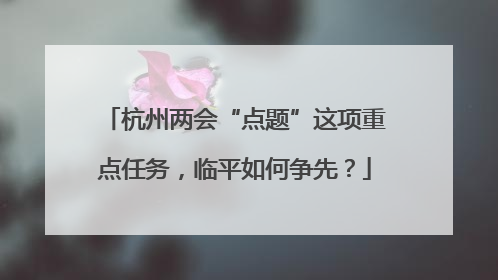 杭州两会“点题”这项重点任务，临平如何争先？