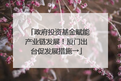 政府投资基金赋能产业链发展！厦门出台促发展措施→