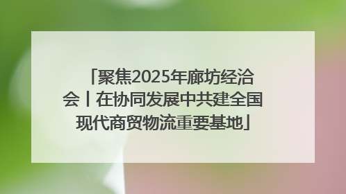 聚焦2025年廊坊经洽会丨在协同发展中共建全国现代商贸物流重要基地