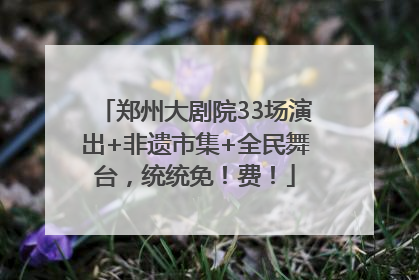 郑州大剧院33场演出+非遗市集+全民舞台，统统免！费！