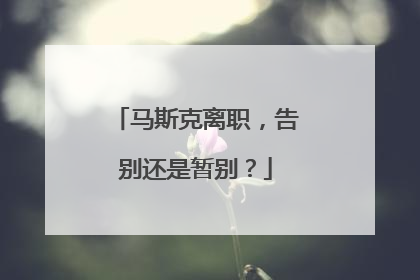 马斯克离职，告别还是暂别？