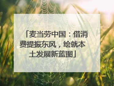 麦当劳中国：借消费提振东风，绘就本土发展新蓝图
