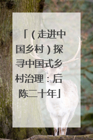 （走进中国乡村）探寻中国式乡村治理：后陈二十年